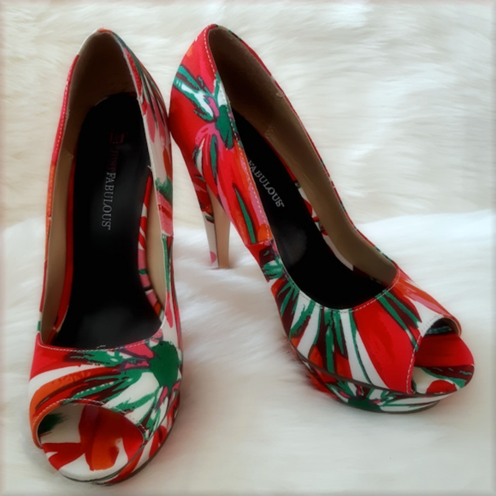 JustFab Multi-Colour Open Toe Pump